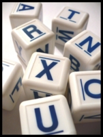 Dice : Dice - Game Dice - Boggle Hollow White With Blue Letters